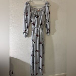 Flower Cow skull romper with Bishop Sleeves